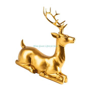 E74E Elegant Golden Deer Figurine Decoration for Home Office Tabletop Shelf Ornament