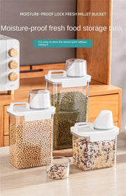 Food Storage Containers  with Measuring Cup Moisture-proof Powder Cereal Storage Tank Detergent Plastic Airtight Kitchen Items