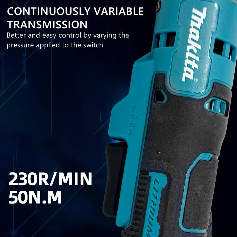 Makita Ratchet Right Angle Wrench Brushless Cordless Driver Multifunction Variable Speed Power Wrench LED 18V Power Tools