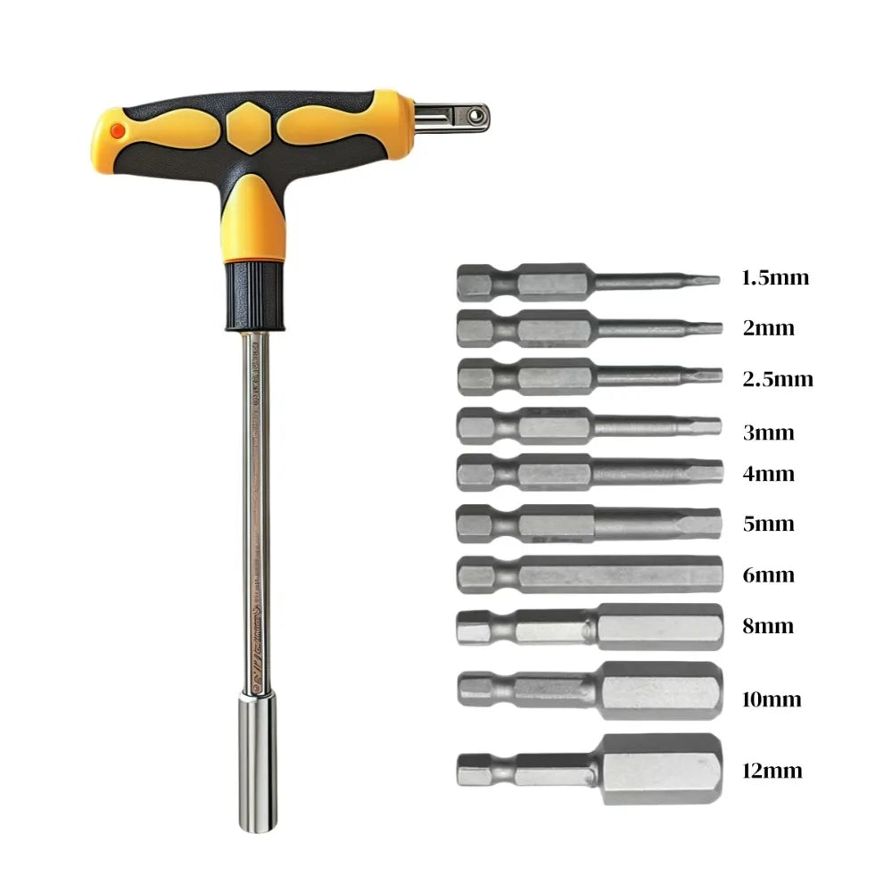 Screwdriver Set with T-shape Cross and Straight Slot Hexagon and Plum-shaped Heads for DIY Lovers Maintenance
