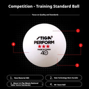 STIGA 3 Stars 40+ Table Tennis Balls ITTF ABS New Material Seamed Ping Pong Balls High Elasticity Durable Training Match Balls