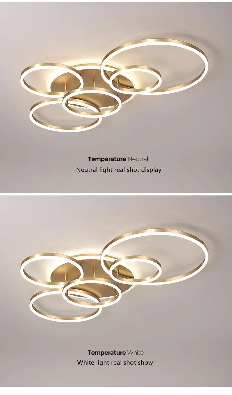 Smart Home Modern Round Design LED Ceiling Chandelier For Living Room Restaurant Bedroom Circle Rings Lighting Fixture Luminaire