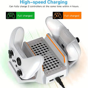 Cooling Stand for Xbox Series S with Dual Cooling Fan Dual Controller Charging Dock with LED Indicator and Extra Two 800mAh Rec