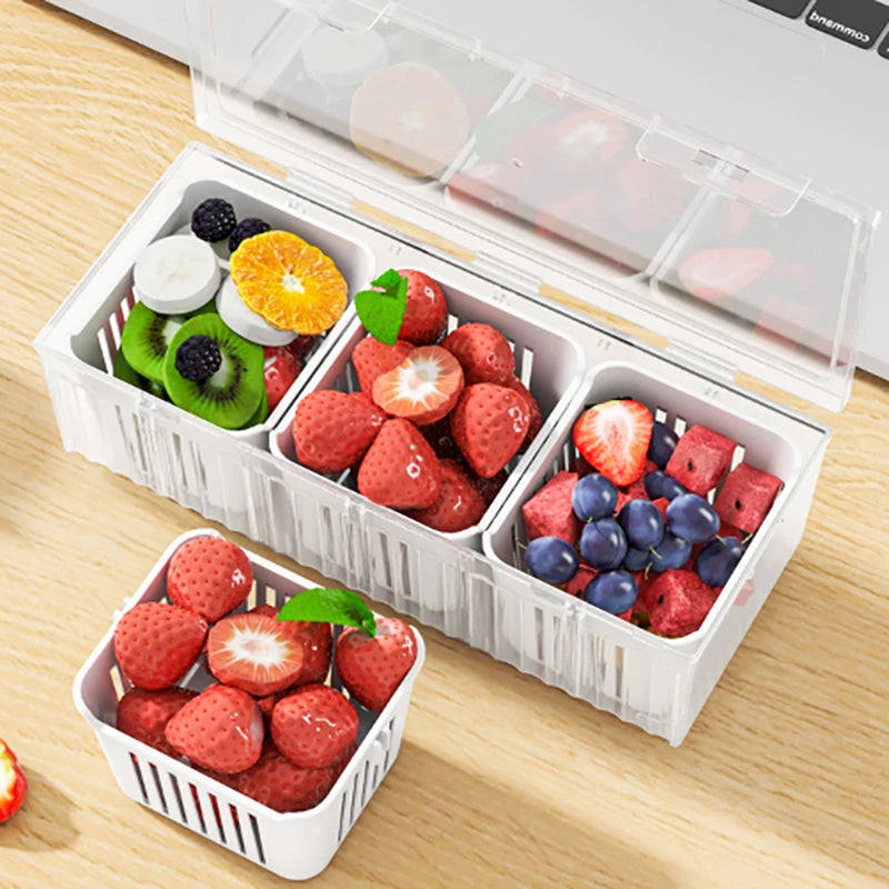 Kitchen Fruits Vegetables Storage Box Fridge Ginger Scallion Onion Fresh-keeping Container Food Drain Crisper Organizer