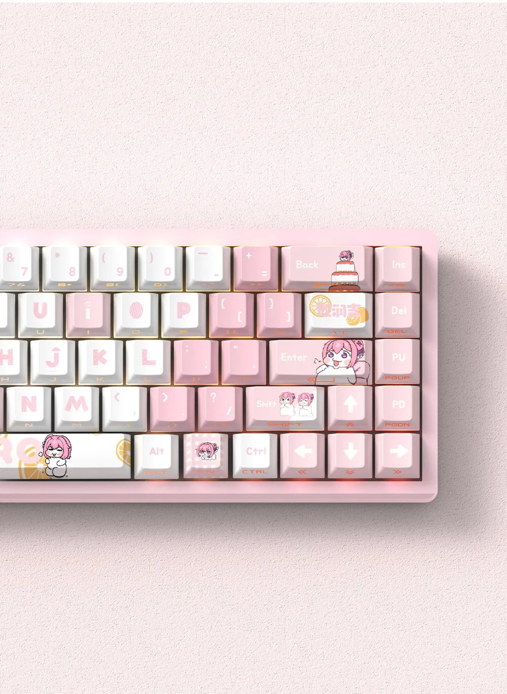 Anime Gaming Keyboard Keycaps 129 Key Set Pbt Material Five-Sided Heat Sublimation Transparent Side-Engraved Mechanical Keyboard