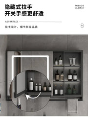 Smart Bathroom Storage Mirror Cabinets with Towel Rod Wall Standing Closet Light Mirror Cabinets Organizador Bathroom Furniture