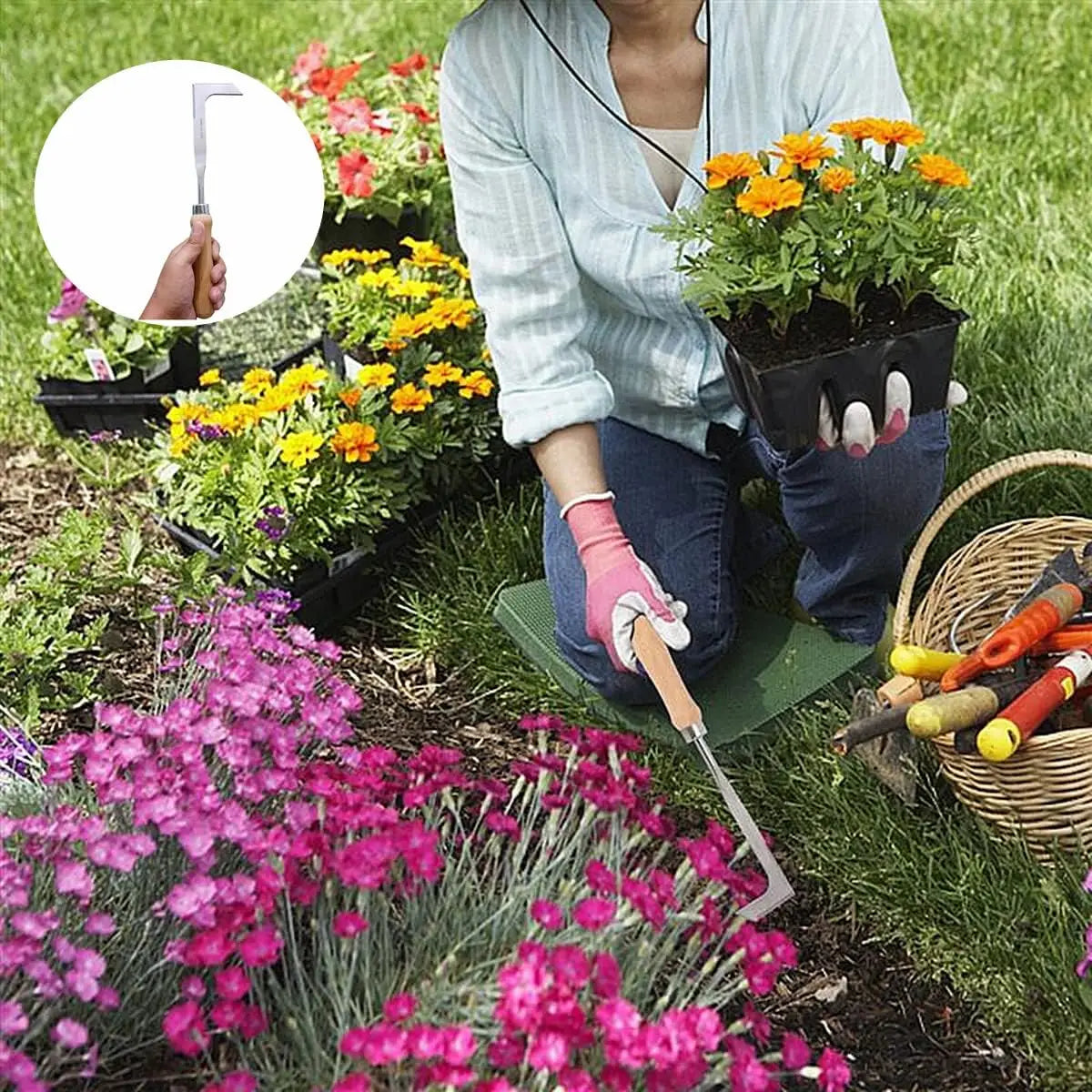 Crack Weeder Crevice Weeding Tool Stainless Steel Manual Weeder Beech Handle Gardening Tool