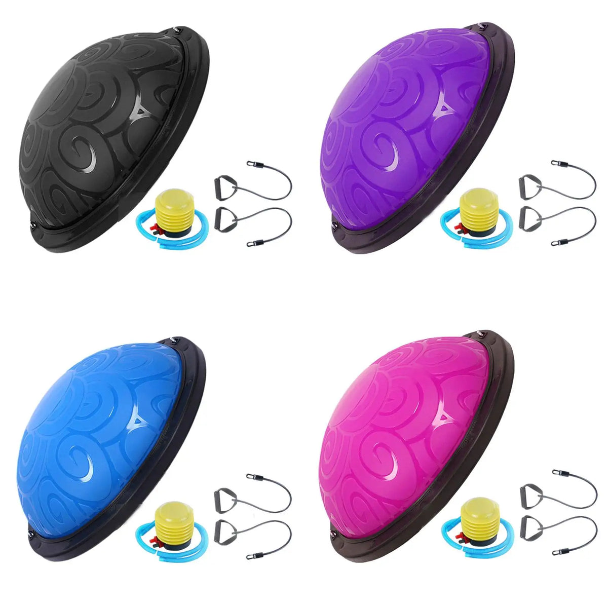 Balance Ball with Resistant Band Strength Training Equipment Half Exercise Ball Exercise Workout Ball for Fitness Yoga Pilates