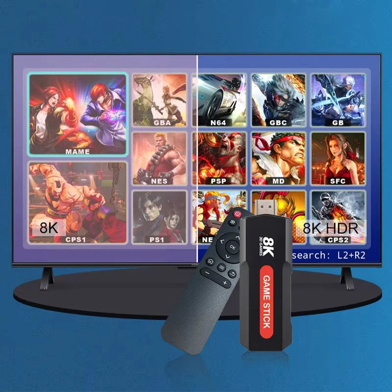 X2 Game Stick HD 4K 8K 3D Console  Dual Controller Wireless10000 Games 64GB Retro Games 4G 5G WiFi Game stick PK Q9 Stick