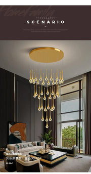 Villa Living Room Hanging Lamp Designer Loft Apartment Hotel Lobby Duplex Chandelier Modern Creative Golden Crystal Chandelier