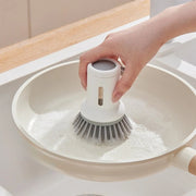 Kitchen Pot Brush for Home Use Long Handle Rotating Dish Washing Scrubber with Liquid Dispenser Easy Clean Pan and Bowl