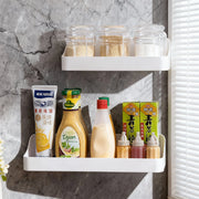 Kitchen Organizer Large Capacity Spice Jar Storage Holder Multifunctional Self-adhesive Wall Mounted Plastic Storage Rack
