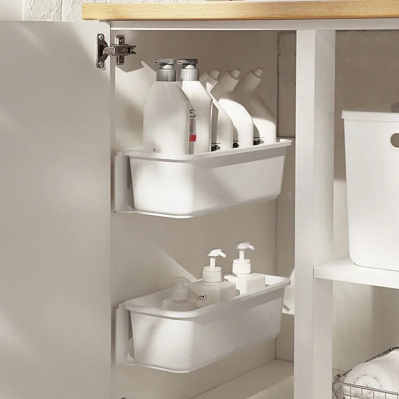 Kitchen Under Sink Storage Rack Spice Bottle Holder Organizer Shelf Bathroom Organizer Stand Wall-mounted Plastic Chopstick Box