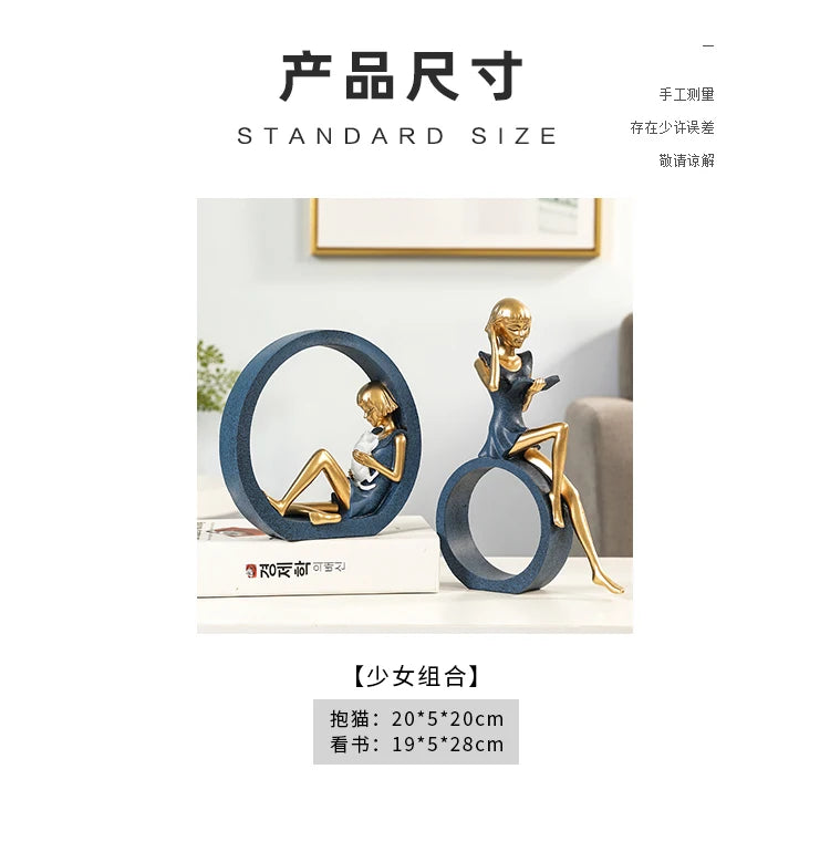 creative idea home accessories desk decoration Reading girl décoration miniature handicraft home decoration accessories  decor