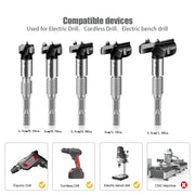 A Set of 10 Woodworking Hole-Making Tools Including Threaded Enlarging Drills and Extended Woodworking Hole-Making Drill Bits
