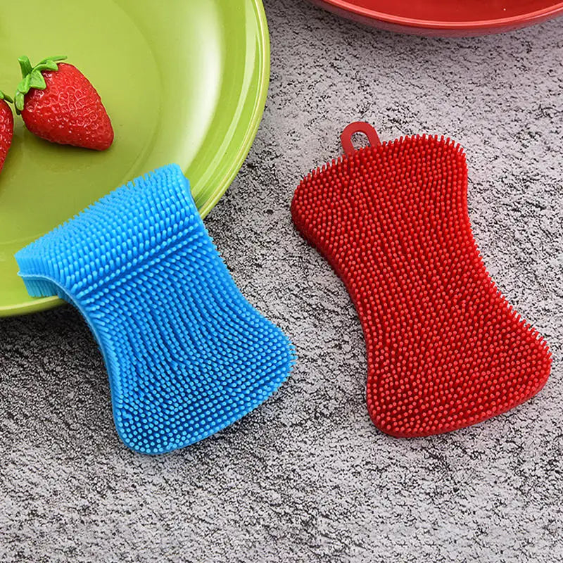 Kitchen Silicone Sponge Dish Washing Scrubber Household Dishes Cleaning Sponge Kitchen Gadgets Brush Accessories