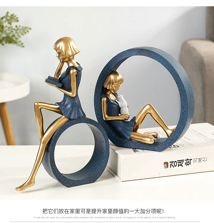 creative idea home accessories desk decoration Reading girl décoration miniature handicraft home decoration accessories  decor