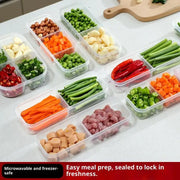♥Stackable Food Storage Boxes, Airtight Vegetable/Fruit Keepers for Kitchen Prep & Refrigerator Organization