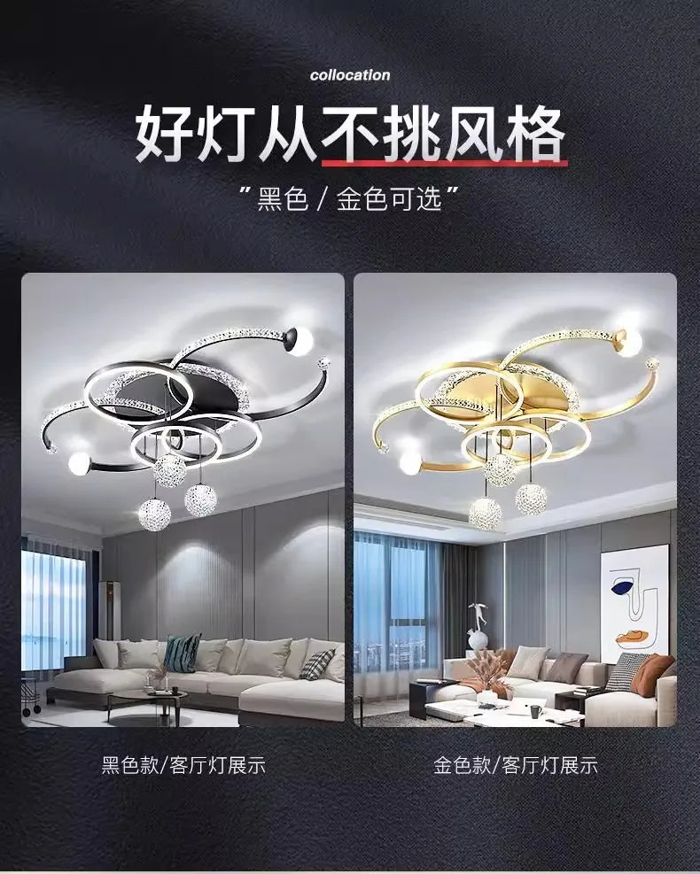 Living room main lamp chandelier New light luxury bedroom lamps Modern simple crystal living room lamp ceiling light
