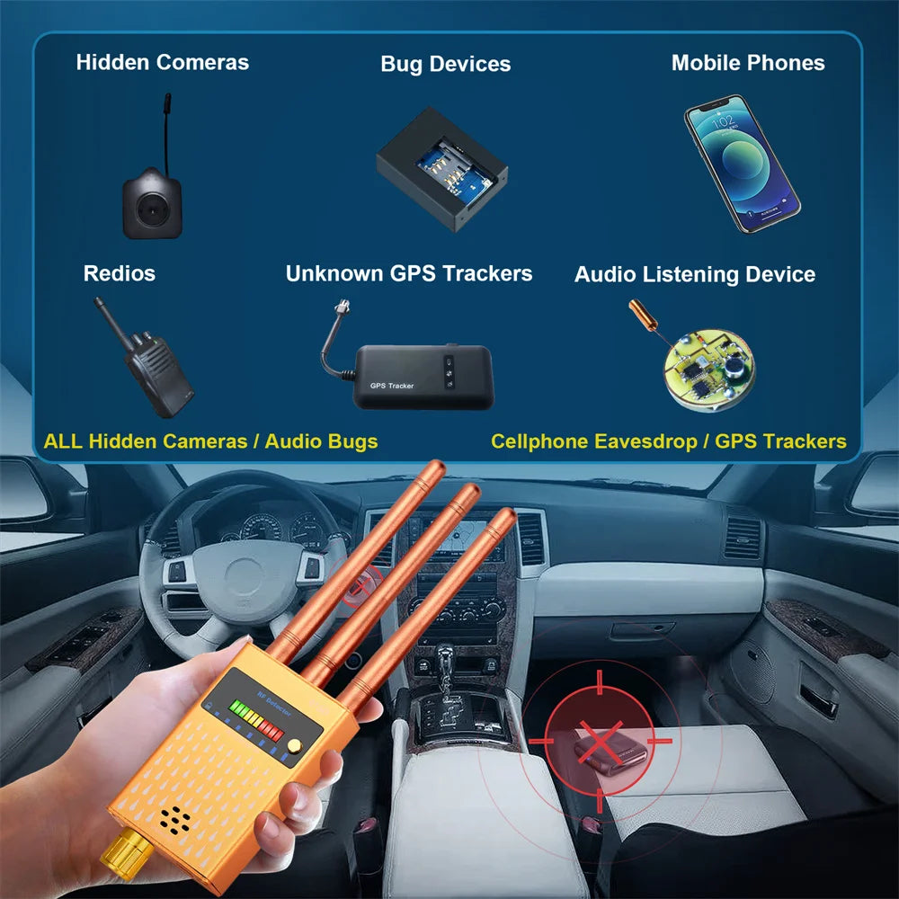 Professional Anti-Spy Detector Wireless RF Signal Finder WiFi GSM Bug Spy-Camera Eavesdropping GPS Tracker Signal Devices Detect