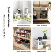 Kitchen Storage Layered Shelf Microwave Rack Standing Countertop Retractable Condiment Oven Organizer Kitchen Accessories