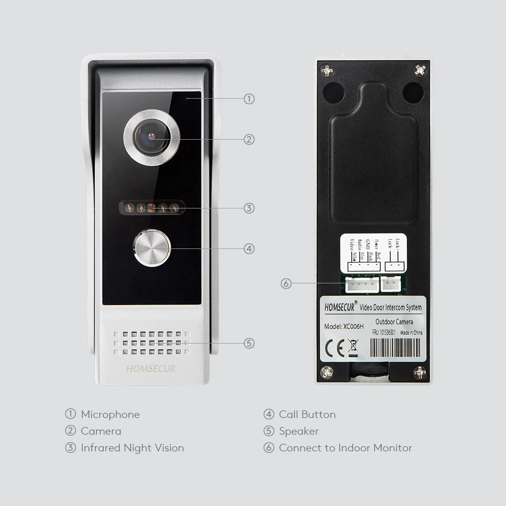 HOMSECUR 4 Wire Tuya Smart APP HD Video House Door Phone Kit with 7" Touch Screen Monitor IP65 Doorbell Camera Record Snapshot