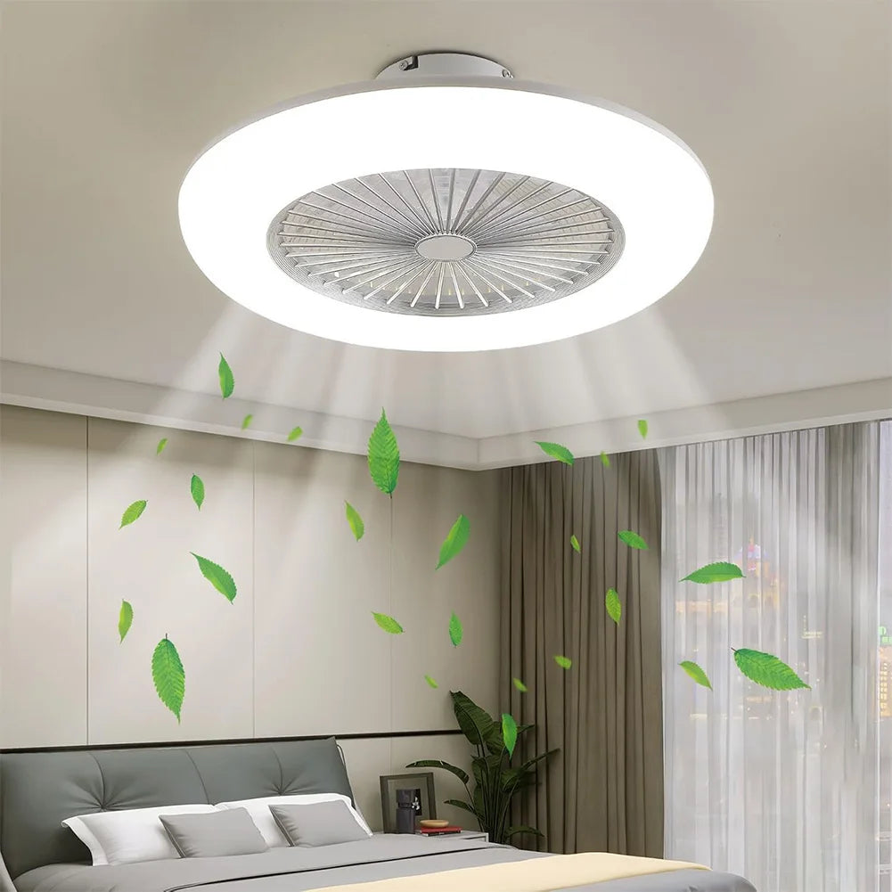 Smart Ceiling Fan 30W  Fans With Lights Remote Control Bedroom Decor Ventilator Lamp Air Invisible Blades Silent for Living Room