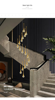 Villa Living Room Hanging Lamp Designer Loft Apartment Hotel Lobby Duplex Chandelier Modern Creative Golden Crystal Chandelier