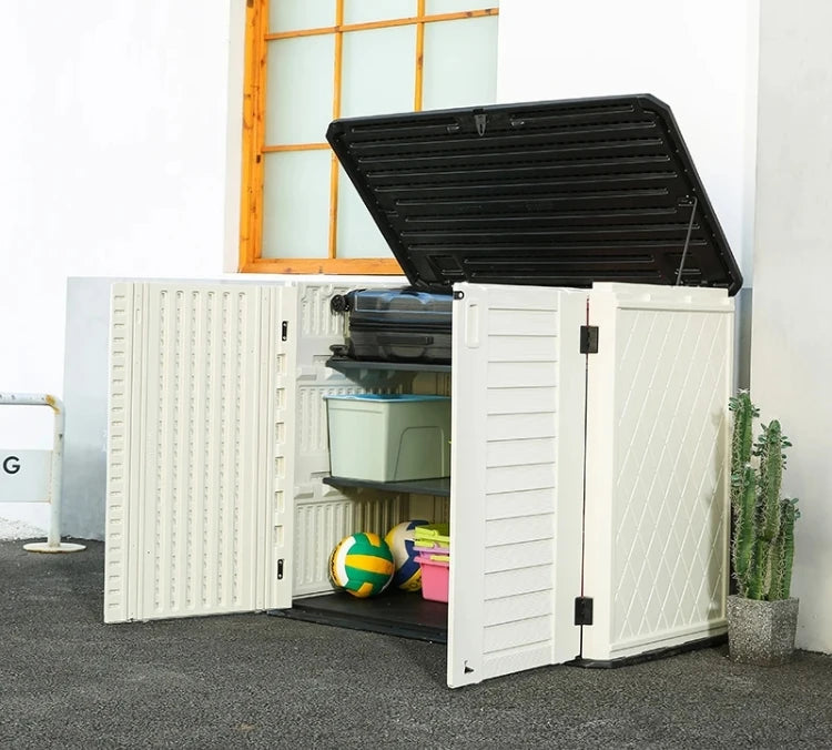 Prefabricated Plastic Outdoor Gardening Workshop Tool Horizontal Storage Shed