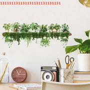 Bedroom Living Room Wall Beautification Green Plant Decor Courtyard Wall Decals Green Dill Leaves Hanging Basket Wall Stickers