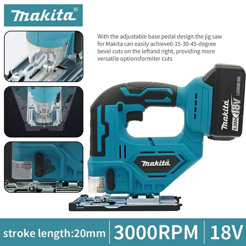 Makita Electric Jigsaw Power Tool Portable And Versatile Household Tools For Straight/Curve/Circular Cuts For Makita Batteries