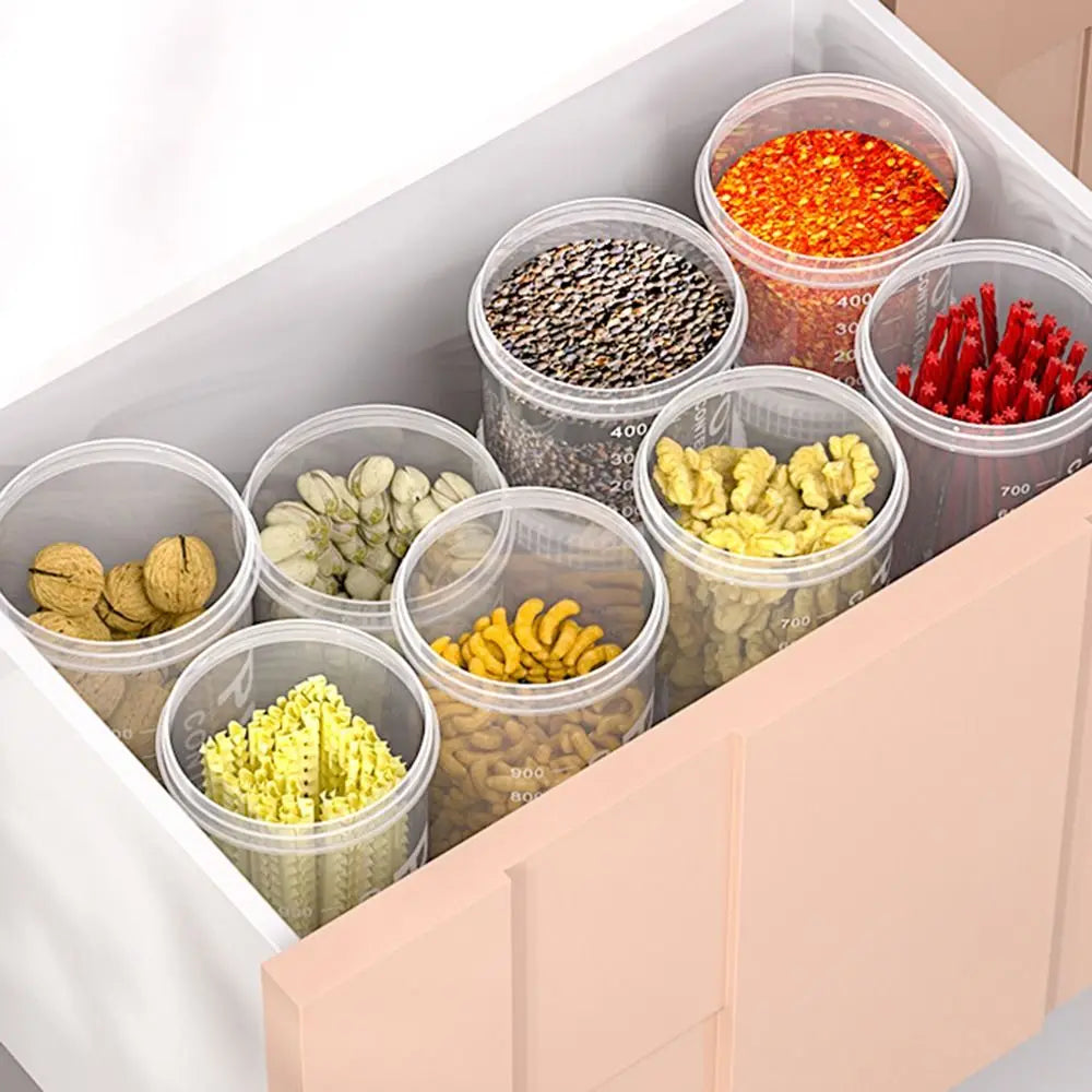 Large Capacity Kitchen Food Storage Canisters Transparent Sealed Grain Fresh Preservation Box Household Plastic Cereal Jars