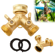 Garden Tools Copper Connector Copper 3/4 Garden Hose Water Y-tee Faucet Splitter Adjustable Control Splitter Flow Connector