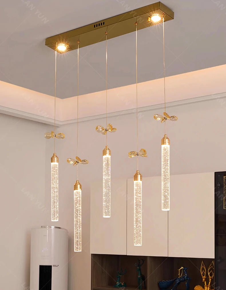 Modern home decoration salon lamps for living room smart crystal Pendant lights dining room indoor lighting