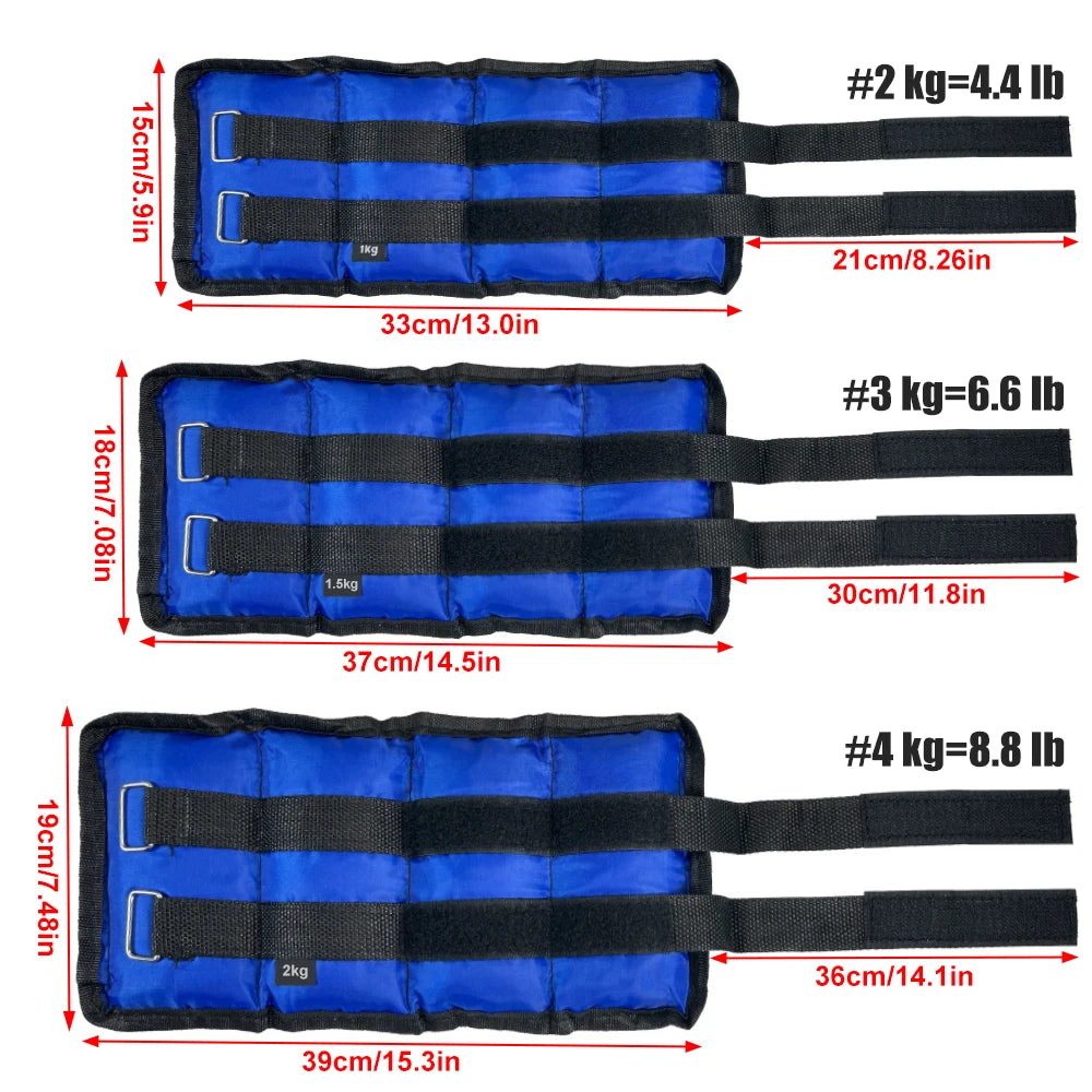 1Pair Wrist Ankle Weights, 2kg/4.4LBS, 3kg/6.6LBS, 4kg/8.8LBS Wrist Leg Arm Weights, Comfortable and Soft, Perfect for Fitness