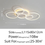 Smart Home Modern Round Design LED Ceiling Chandelier For Living Room Restaurant Bedroom Circle Rings Lighting Fixture Luminaire