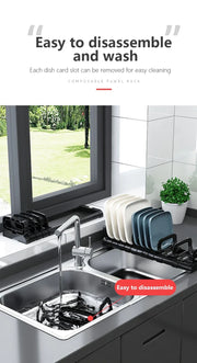 Kitchen Cabinet Dish Storage Rack Drawer  Built-in Dish Drain Rack Plate Divider Storage Rack  Kitchen Accessories Organizer
