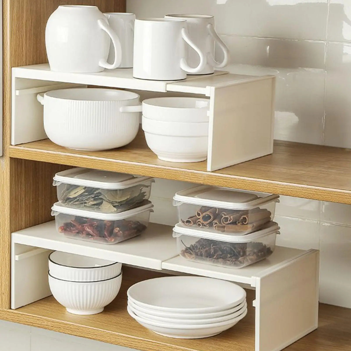 Kitchen cabinet multi-level shelf storage rack Cabinet Shelf Expandable SpaceSaving Stackable Layered Shelf Kitchen storage rack