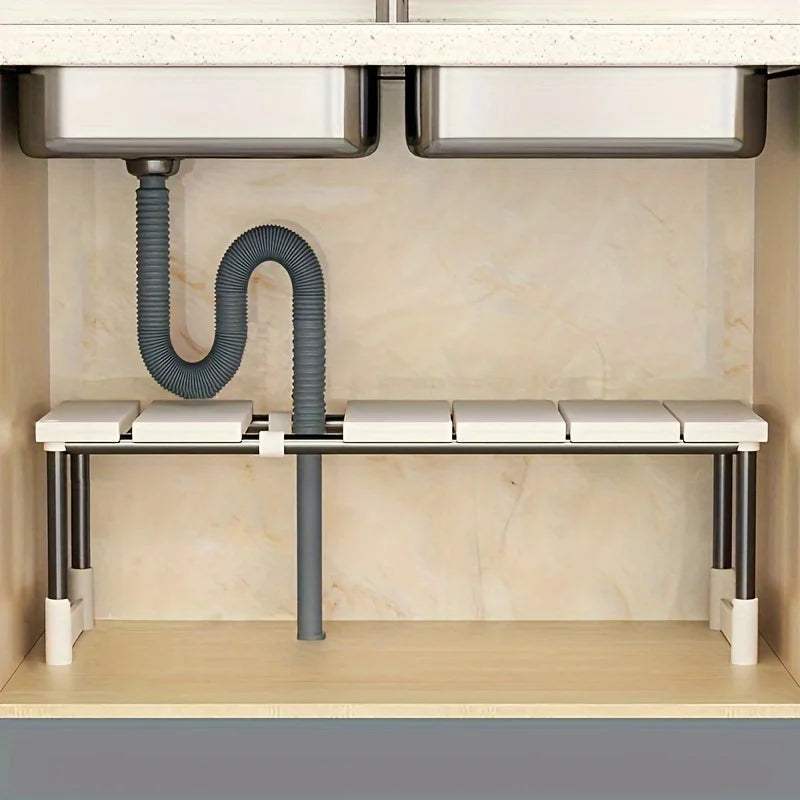 Kitchen Bathroom Cabinet Organizer Durable Multi-Layer Space-Saving Pot Holder Adjustable Under Sink Storage Rack Expandable