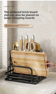 Kitchen Knife Holder Wall Mounted Multifunctional Storage Rack Countertop Cutting Board Rack Cage Tool Storage Rack