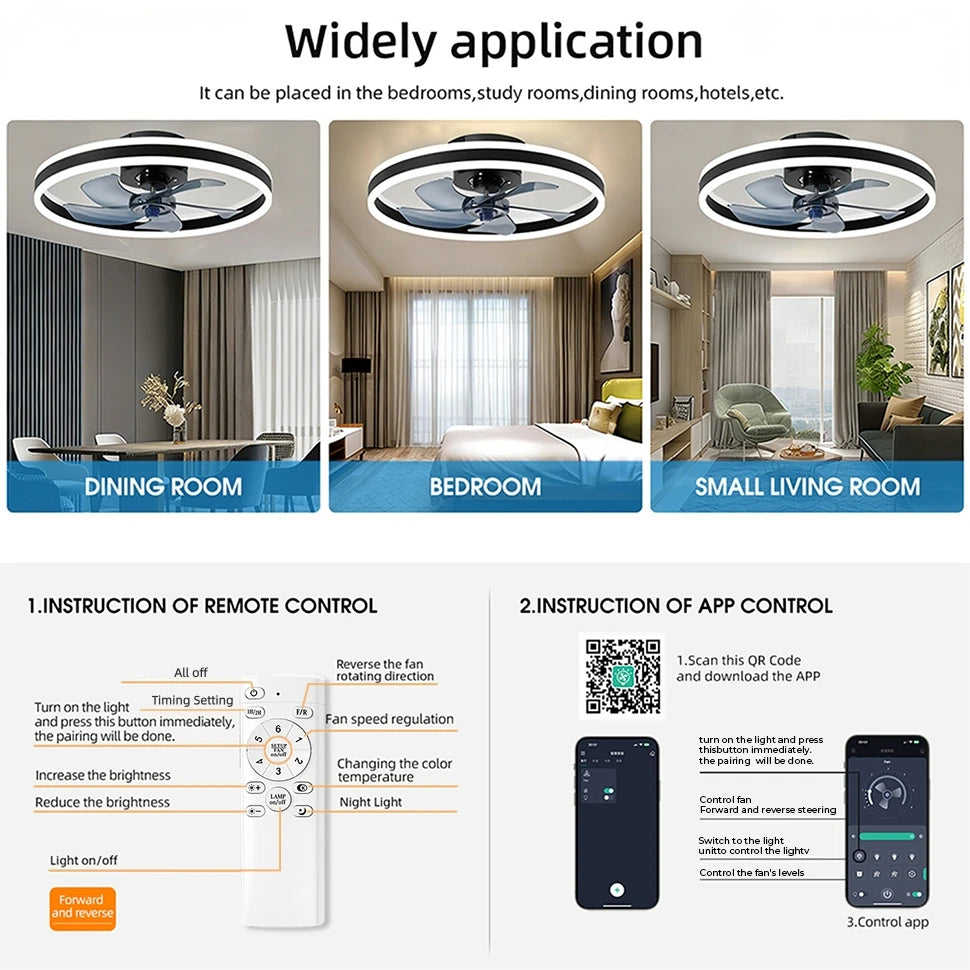 IRALAN Smart Ceiling Fan With Lights Remote Control Bedroom Decor Ventilator Lamp 6-speed wind speed led Circulator fan light