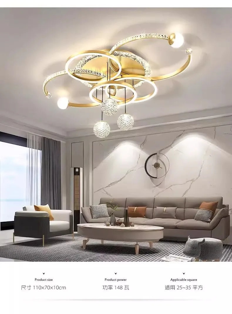 Living room main lamp chandelier New light luxury bedroom lamps Modern simple crystal living room lamp ceiling light