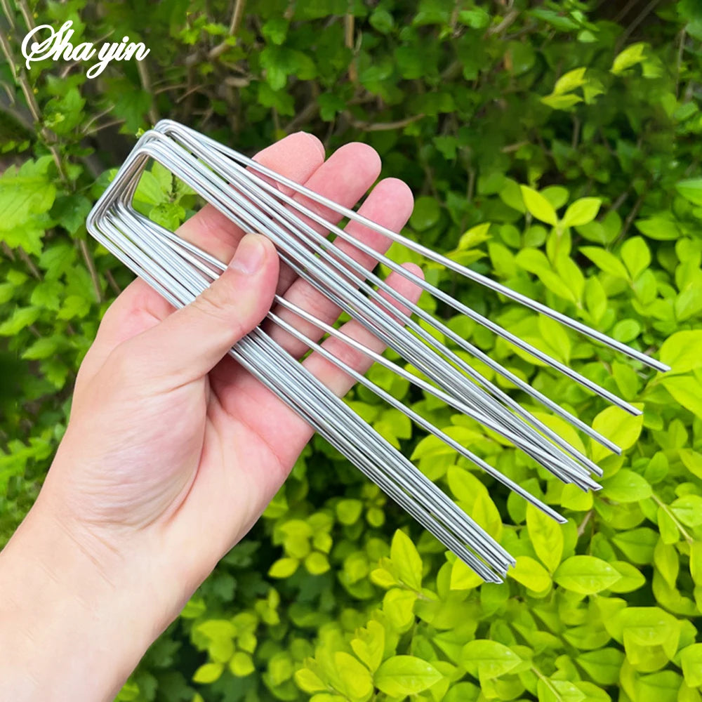 Garden Pegs 40/80Pcs U-shaped Ground Pegs with Buffer Washers for Securing Weed Landscape Fabric Netting Garden Lawn Accessories