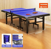 12/16/18/25MM Tennis Table with Wheels Portable Professional Outdoor Indoor Foldable and Removable Singles Practice Tennis Table