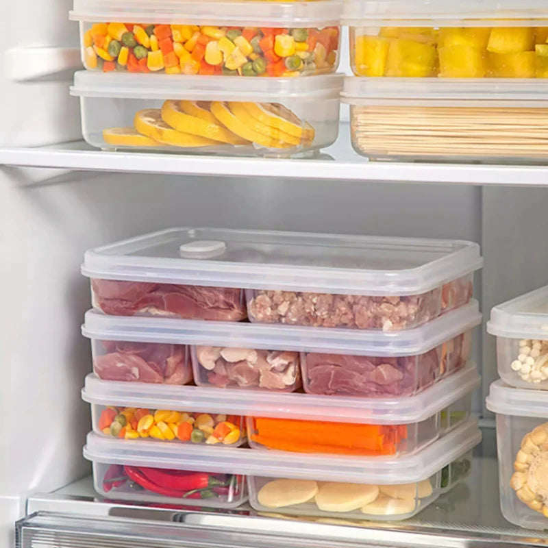Refrigerator Storage Box 4/6 Grid Food Vegetable Fruit Storage Box Fridge Organizer Drain Basket Meat Onion Ginger Clear Crisper