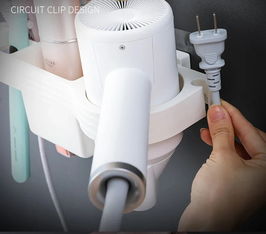 Home Accessory Set Storage Shelf, Holder for Storing Hair Dryer, Curling Iron, Bathroom Organizer