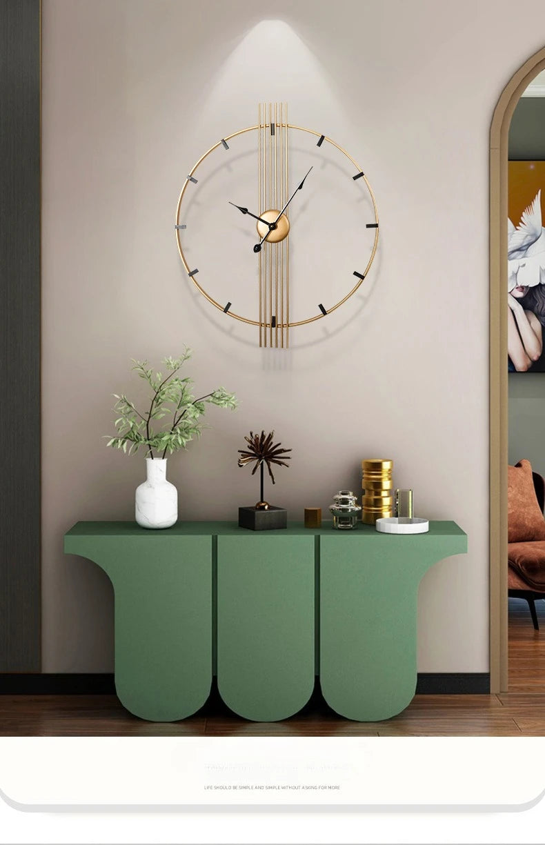24 Inch 60cm Modern Simple and Atmospheric Living Room Large Wall Clock Nordic Light Luxury Wrought Iron Home Silent Wall Clock