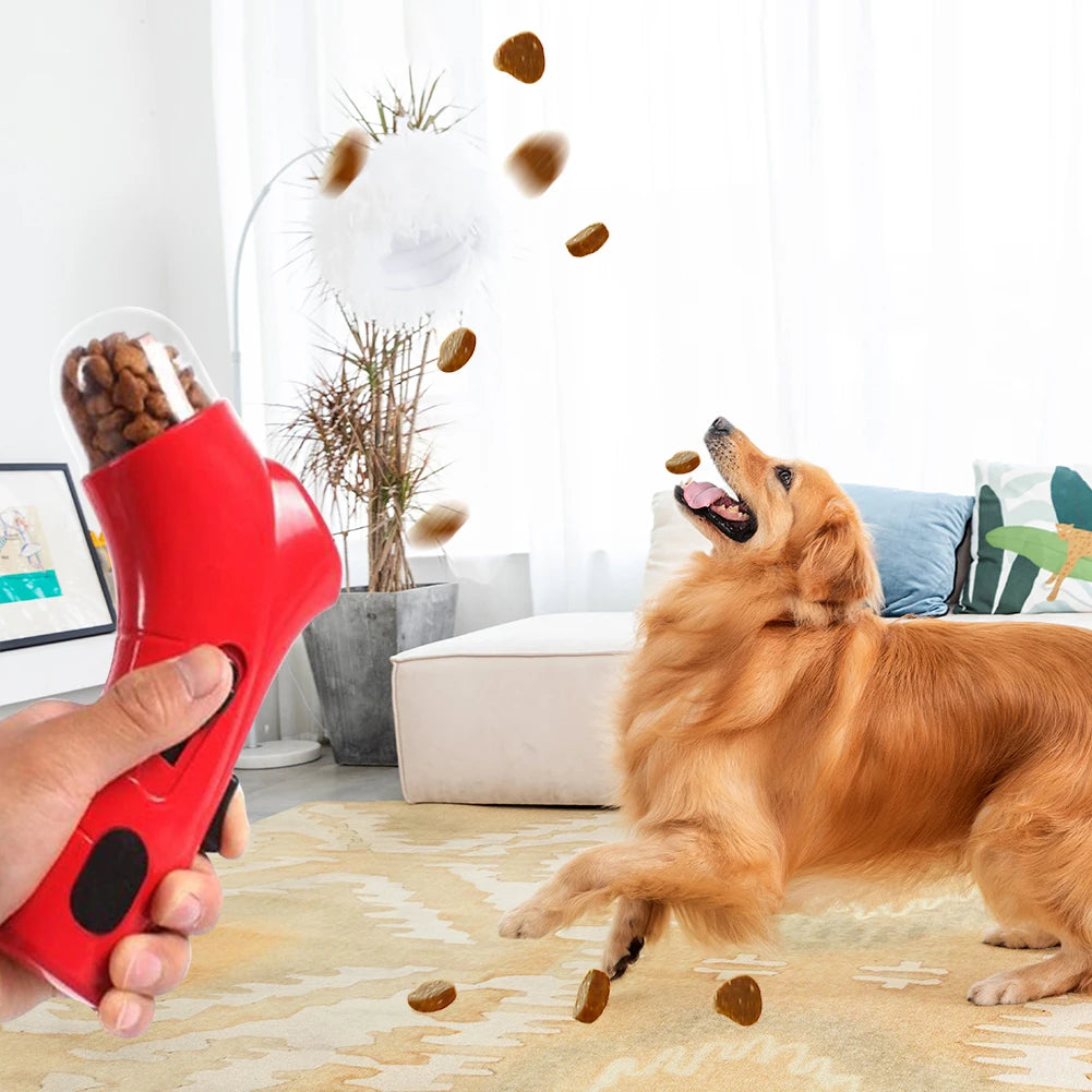 Dog Food Training Equipment Portable Interactive Treat Dispenser Launcher Gun Interactive Puppy Snack Dispenser Pet Supplies