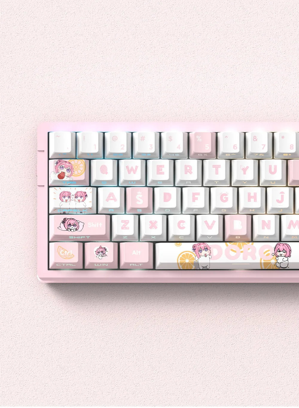 Anime Gaming Keyboard Keycaps 129 Key Set Pbt Material Five-Sided Heat Sublimation Transparent Side-Engraved Mechanical Keyboard