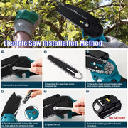 1700RPM 6 Inch Mini Cordless Li-ion Chainsaw One Hand Portable Electric Tree Wood Cutter Pruning Garden Power Tool for Makita